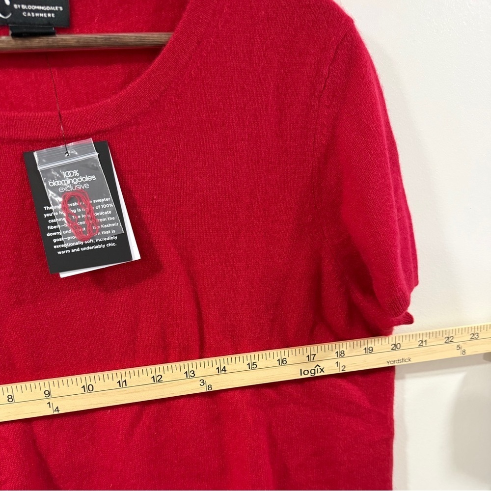 Bloomingdale’s 100% Cashmere Sweater XXL Red Short Sleeve Knit NWT - Picture 7 of 10